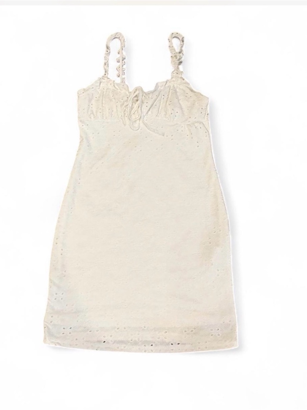 SHEIN White Eyelet Tie-Front Sundress